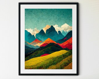 Rocky Mountain Print, Rocky Mountains Canada Wall Art Print, Rocky Mountain Art, Rocky Mountains Poster, Canadian Rockies Print