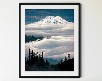 Mount Rainier Print, Mount Rainier National Park Poster, Mt Rainier Wall Art Print, Pacific Northwest Art, Mountain Print, Mountain Painting