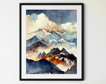 Rocky Mountain Print, Rocky Mountains Canada Wall Art Print, Rocky Mountain Art, Rocky Mountains Poster, Canadian Rockies Print
