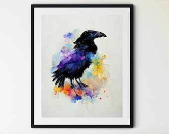 Raven, Crow Printable, Witchcraft Printables, Gothic Prints, Printable Raven, Black Bird Poster, Raven Poster, Raven Art Print, Gothic Decor