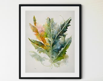 Watercolor Botanical Print Home Decor, Wall Decor, Leaf Print, Botanical Home Decor, Green Plants Wall Art, Plant Poster, Foliage Greenery