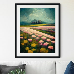 Spring Printable Wall Art, Spring Meadow Painting, Vintage Landscape Print, Country Field Printable, Spring Prints, Spring Landscape Print