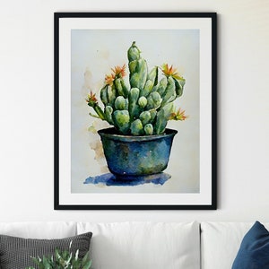 Potted Cactus Print Wall Art, Desert Print, Boho Prints, Western Prints, Desert Wall Art, Saguaro Cactus, Boho Wall Art, Cactus Printable