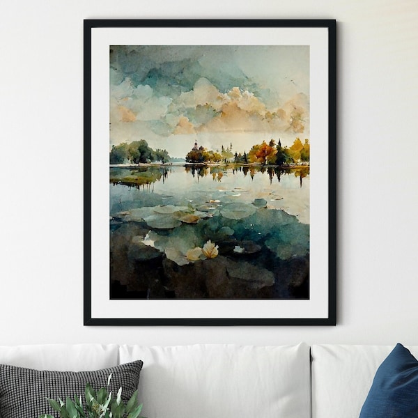 Lake House Wall Art, Lake House Decor, Lake House Art, Lake Life Wall Art, Lakehouse Wall Art, Lake House Painting, Neutral Lake Picture