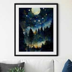 Nachthimmel Print, Sternennacht, Sternenmuster, Sternen Poster, Vollmond Magie, druckbare Sternenkarte Poster, Mond und Sterne Dekoration, Mond Art