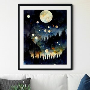 Nachthimmel Print, Sternennacht, Sternenmuster, Sternen Poster, Vollmond Magie, druckbare Sternenkarte Poster, Mond und Sterne Dekoration, Mond Art
