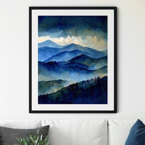 Great Smoky Mountains National Park Poster, Smoky Mountains Aquarell, Blue Ridge Mountains Landschaftskunst Kunstwerk, Smoky Mountains Art