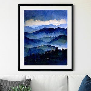 Great Smoky Mountains National Park Poster, Smoky Mountains Aquarell, Blue Ridge Mountains Landschaftskunst Kunstwerk, Smoky Mountains Art