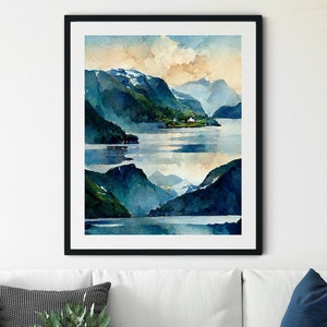 Norwegian Fjord Art Print, Norway Travel Print, Norway Landscape, Norway Poster Print, Norway Wall Art, Norway Artwork, Norway Art Print