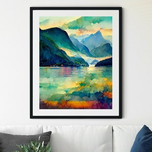 Norwegian Fjord Art Print, Norway Travel Print, Norway Landscape, Norway Poster Print, Norway Wall Art, Norway Artwork, Norway Art Print