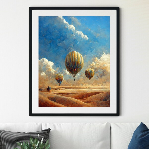 Hot Air Balloon Print, Adventure Wall Art, Vintage Travel Wall Art, Hot Air Balloon Wall Art, Modern Boho Print, Travel Nursery Decor