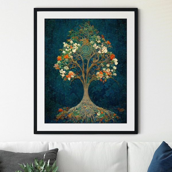 Baum des Lebens Kunst, spirituelle Wandkunst, Baum des Lebens Poster, Witchy Home Decor, Baum des Lebens Panels, botanische Kunst, drei Panel Wandkunst