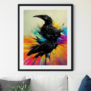 Crow Printable, Witchcraft Printables, Gothic Prints, Printable Raven, Black Bird Poster, Raven Poster, Raven Art Print, Gothic Decor