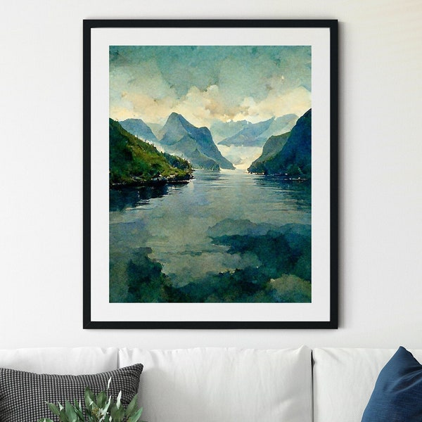 Norwegian Fjord Art Print, Norway Travel Print, Norway Landscape, Norway Poster Print, Norway Wall Art, Norway Artwork, Norway Art Print