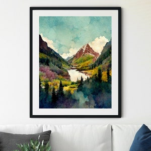 Maroon Bells Print, Colorado Wilderness Print, Maroon Bells Art, Colorado Landscape, Mountain Wall Art, Aspen Wall Art, Mountain Art