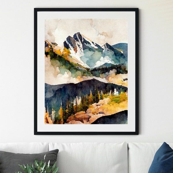 Rocky Mountain Print, Rocky Mountains Canada Wall Art Print, Rocky Mountain Art, Rocky Mountains Poster, Canadian Rockies Print