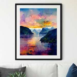 Norwegian Fjord Art Print, Norway Travel Print, Norway Landscape, Norway Poster Print, Norway Wall Art, Norway Artwork, Norway Art Print