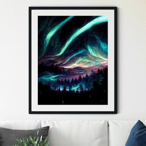 Aurora Borealis Kunst, Nachthimmel Druck, Nordlicht Kunst, Sternenhimmel Wandkunst, Nacht Wandkunst, Farben des Himmels, Nordlichter Geschenk