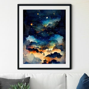 Der Nachthimmel Druck, Nachthimmel Wandkunst, Sternenmuster Druck, Galaxie Gemälde, Sternbild Poster, Sternbild Druck, Sternbild Poster
