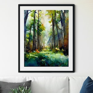 Forest Print, Landscape Art Print, Forest Art Print, Forest Oil Painting, Colorful Nature Art, Woodland Art, Nature Art, Colorful Trees