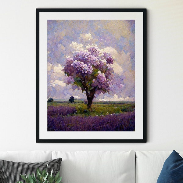 Lone Tree Print, Oak Tree Painting, Landscape Print, Landscape Wall Art, Nature Print, Oak Tree Photo Print, Farmhouse Decor, Landscape Art