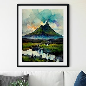 Kirkjufell Print, Mount Kirkjufell Iceland, Iceland Travel Poster, Scandinavian Printable, Iceland Print, Iceland Wall Print, Iceland Travel