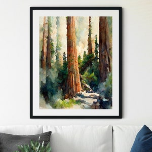 Sequoia National Park Print, Sequoia Wall Art, Sequoia Poster, Sequoia National Park Printable, Mountain Art, National Park Print