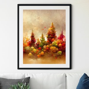Autumn Landscape Print, Fall Wall Art, Fall Landscape Printable Wall Art, Autumn Vintage Style Painting, Fall Wall Decor, Fall Print