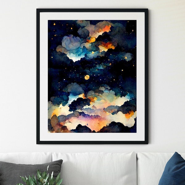 The Night Sky Print, Night Sky Wall Art, Star Patterns Print, Galaxy Painting, Star Poster, Constellation Print, Constellation Poster