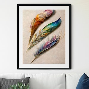 Feather Prints, Feather Printable, 3 Feathers, Feather Art, Feather Wall Art, Feather Poster, Vintage Feather Print, Rustic Wall Art