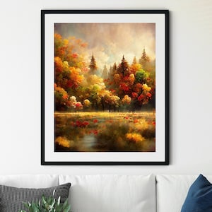 Autumn Landscape Print, Fall Wall Art, Fall Landscape Printable Wall Art, Autumn Vintage Style Painting, Fall Wall Decor, Fall Print