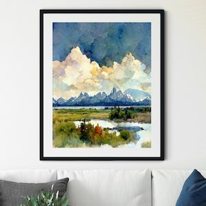 Grand Teton Print, Grand Teton Art, Wyoming Wandkunst, Reise Poster, Grand Teton National Park Poster, Nationalpark Print, Wyoming Print