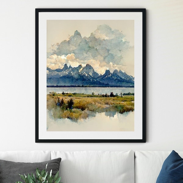 Grand Teton Print, Grand Teton Art, Wyoming Wandkunst, Reise Poster, Grand Teton National Park Poster, Nationalpark Print, Wyoming Print