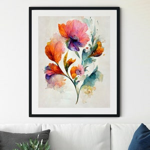 Wildflowers Print Botanical Home Decor, Wall Decor, Leaf Print, Botanical Home Decor, Green Plants Wall Art, Plant Poster, Foliage Greenery