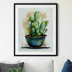 Potted Cactus Print Wall Art, Desert Print, Boho Prints, Western Prints, Desert Wall Art, Saguaro Cactus, Boho Wall Art, Cactus Printable