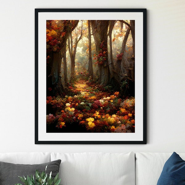 Autumn Landscape Print, Fall Wall Art, Fall Landscape Printable Wall Art, Autumn Vintage Style Painting, Fall Wall Decor, Fall Print