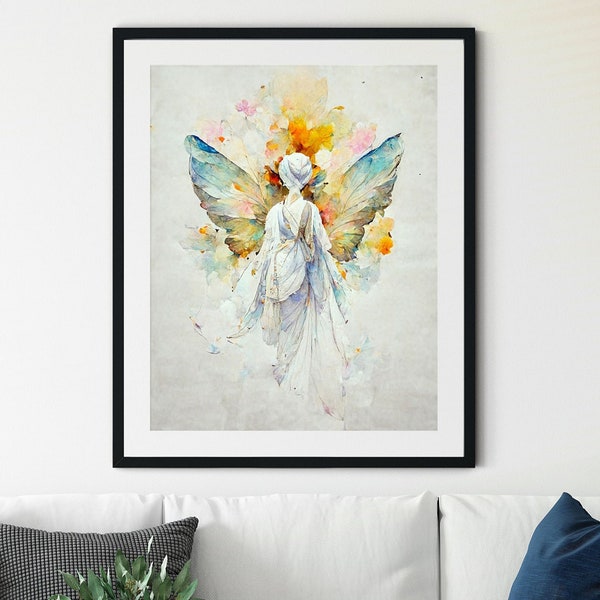 Angel Artwork Print, Guardian Angel Print, Spiritual Gift, Angel Wings, Angel Wall Decor, Original Angel Art, Guardian Angel Art