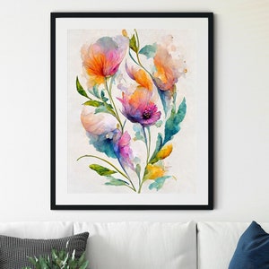 Wildflowers Print Botanical Home Decor, Wall Decor, Leaf Print, Botanical Home Decor, Green Plants Wall Art, Plant Poster, Foliage Greenery