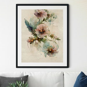 Wildflowers Print Botanical Home Decor, Wall Decor, Leaf Print, Botanical Home Decor, Green Plants Wall Art, Plant Poster, Foliage Greenery
