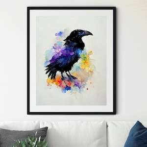 Raven, Crow Printable, Witchcraft Printables, Gothic Prints, Printable Raven, Black Bird Poster, Raven Poster, Raven Art Print, Gothic Decor