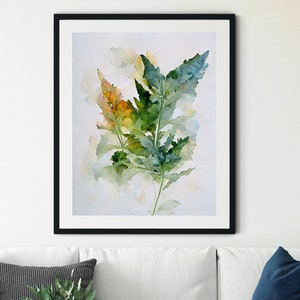 Watercolor Botanical Print Home Decor, Wall Decor, Leaf Print, Botanical Home Decor, Green Plants Wall Art, Plant Poster, Foliage Greenery