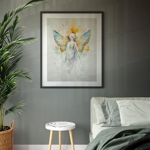 Angel Artwork Print, Guardian Angel Print, Spiritual Gift, Angel Wings, Angel Wall Decor, Original Angel Art, Guardian Angel Art image 5