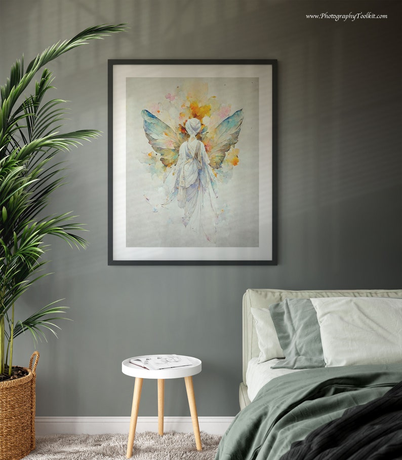 Angel Artwork Print, Guardian Angel Print, Spiritual Gift, Angel Wings, Angel Wall Decor, Original Angel Art, Guardian Angel Art image 5