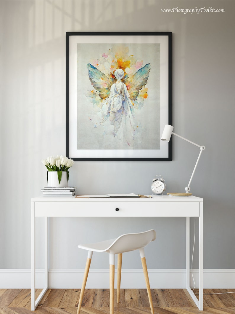 Angel Artwork Print, Guardian Angel Print, Spiritual Gift, Angel Wings, Angel Wall Decor, Original Angel Art, Guardian Angel Art image 6