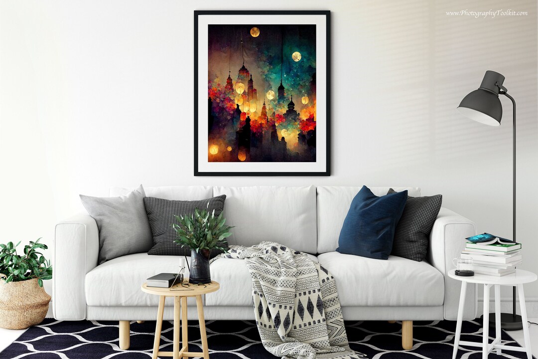 Night Sky Print, Night Sky Wall Art, Night Sky Wall Décor, Full Moon