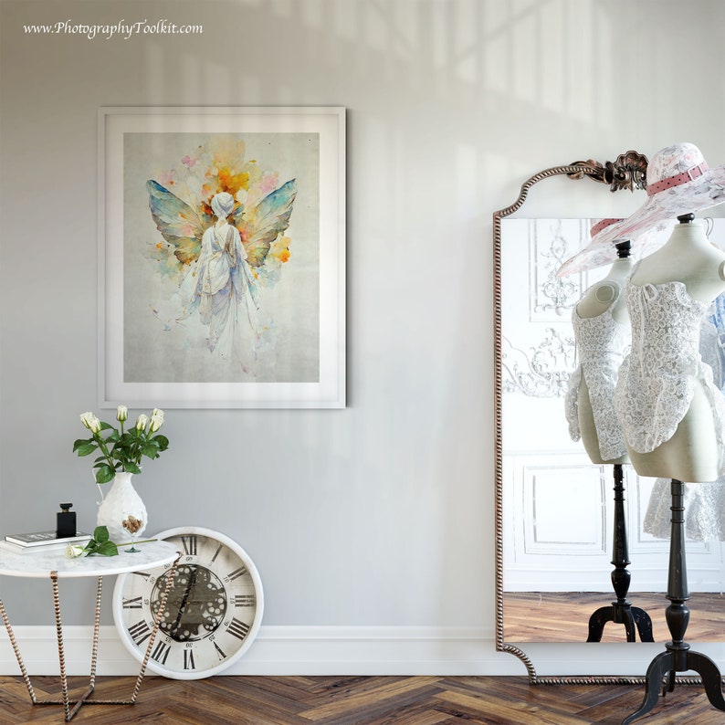 Angel Artwork Print, Guardian Angel Print, Spiritual Gift, Angel Wings, Angel Wall Decor, Original Angel Art, Guardian Angel Art image 8