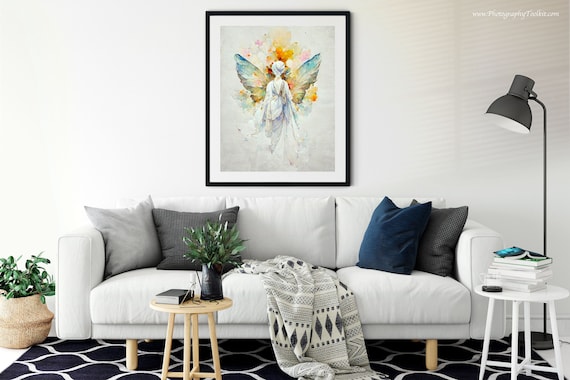 Angel Artwork Print, Guardian Angel Print, Spiritual Gift, Angel Wings, Angel Wall Decor, Original Angel Art, Guardian Angel Art