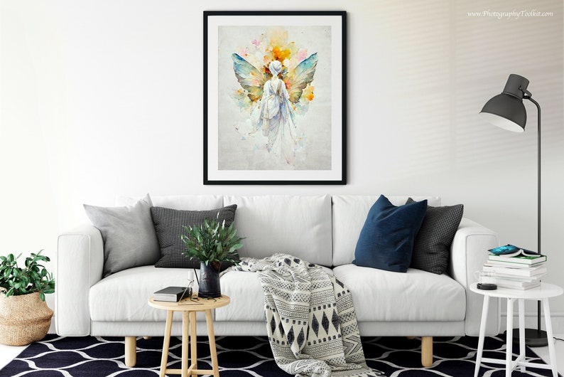 Angel Artwork Print, Guardian Angel Print, Spiritual Gift, Angel Wings, Angel Wall Decor, Original Angel Art, Guardian Angel Art image 1