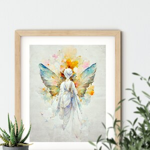 Angel Artwork Print, Guardian Angel Print, Spiritual Gift, Angel Wings, Angel Wall Decor, Original Angel Art, Guardian Angel Art image 3