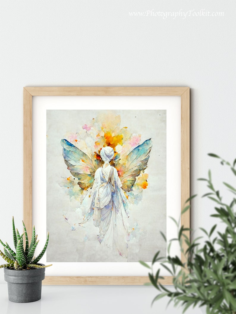Angel Artwork Print, Guardian Angel Print, Spiritual Gift, Angel Wings, Angel Wall Decor, Original Angel Art, Guardian Angel Art image 3